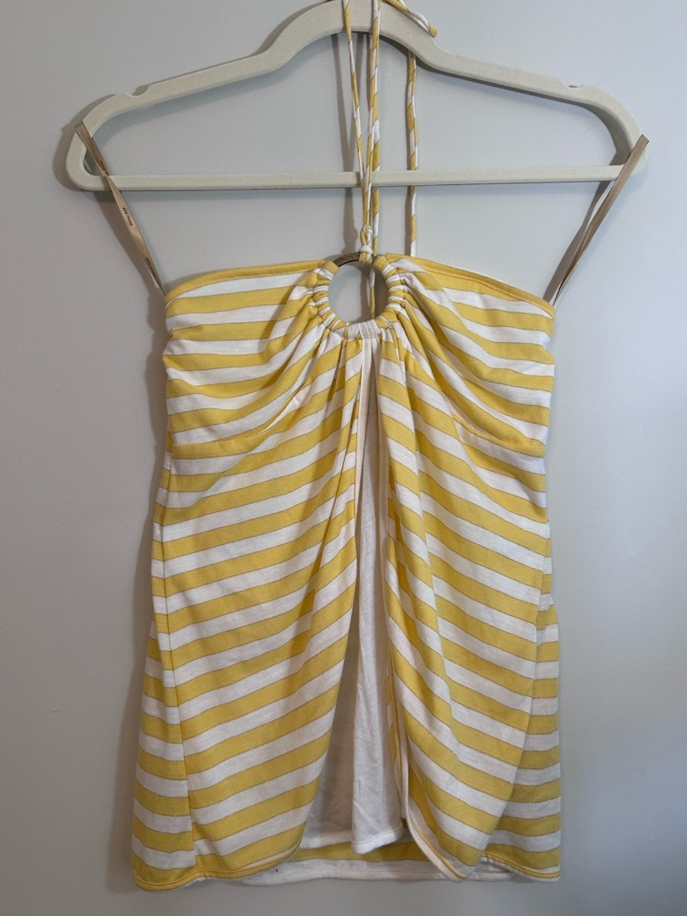 Ella Moss Womens Yellow & White Striped Halter Neck Tank Top Size S Y2K Festival